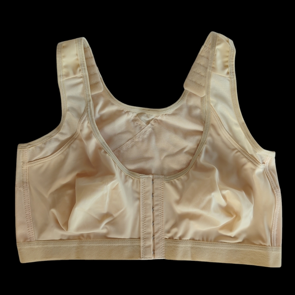 Front Closure Wirefree Mesh Sports Bra LARGE Creamy Nude